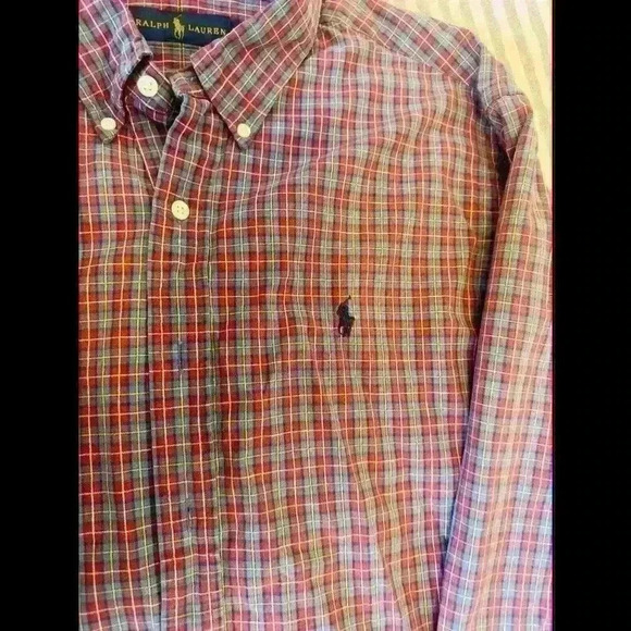 Polo Ralph Lauren Men’s XL Classic Button-Down Shirt Red Blue Plaid Pony Logo - Picture 3 of 5